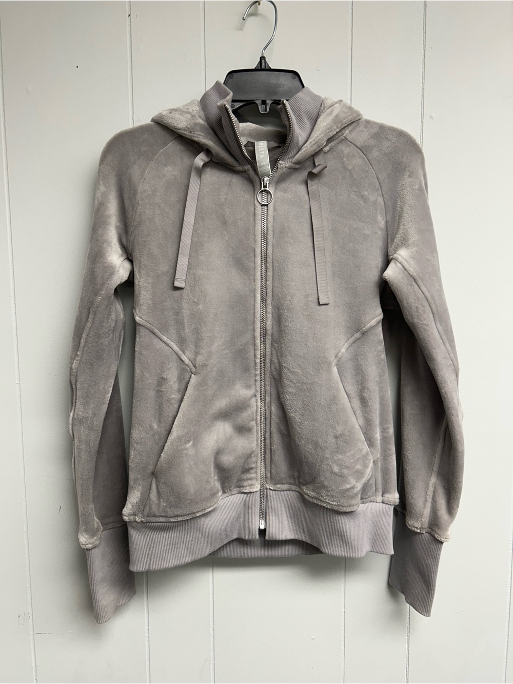 Athleta Light Gray Plush Hooded Zip Jacket